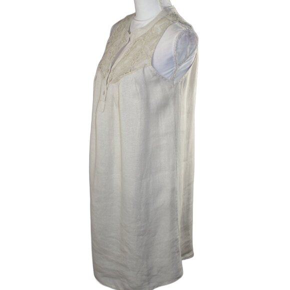Stella Rosa Creamy Sand Linen Crochet Ascent Button V-Neck Dress, Size S… - Picture 3 of 5
